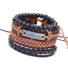 Load image into Gallery viewer, Believer Camp Leather Bracelet Set
