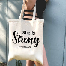 Load image into Gallery viewer, She is Strong Tote Bag Collection
