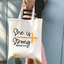 Load image into Gallery viewer, She is Strong Tote Bag Collection
