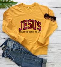 Load image into Gallery viewer, Jesus Way, Truth, Life Collegiate 100% Cotton Sweatshirt
