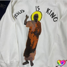 Load image into Gallery viewer, Jesus Is King Raised Women&#39;s Sweatshirt
