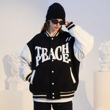 Load image into Gallery viewer, Teach Peace, Be the Light Fall Varsity Jacket
