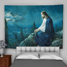 Load image into Gallery viewer, King Jesus Watching Over the World Museum Gallery Wall Tapestry
