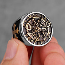 Load image into Gallery viewer, Saint Michael Protect Us Stainless Ring
