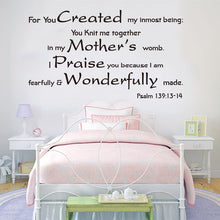 Load image into Gallery viewer, Psalm 139:13-14 Nursery Wall Vinyl
