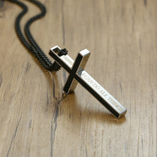 Load image into Gallery viewer, I Can Do All Things Philippians 4:13 Black Stainless Steel Etched Chain Necklace
