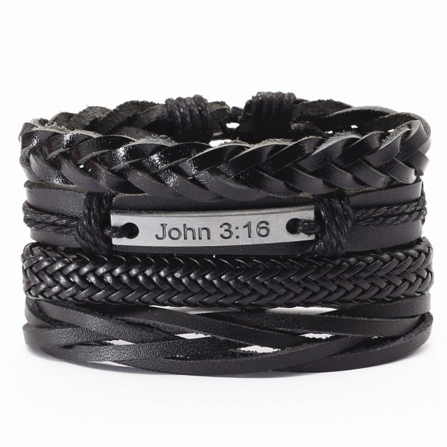 John 3:16 Leather Fashion Bracelet