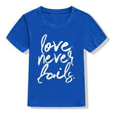 Load image into Gallery viewer, Love Never Fails Children&#39;s Tshirt
