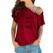 Load image into Gallery viewer, Faith Over Fear Off-Shoulder Fashion Top
