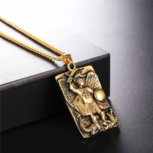 Load image into Gallery viewer, Stainless Archangel St. Michael Storybook Chain Necklace
