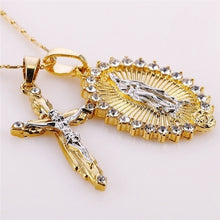 Load image into Gallery viewer, 18K Jesus and Mary Immaculate Conception Free of Sin Gold Plated Necklace
