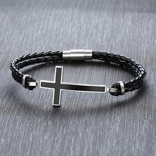 Load image into Gallery viewer, Black Cross Bold Statement Fashion Bracelet
