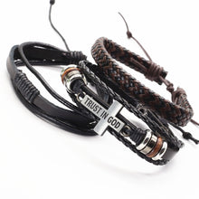 Load image into Gallery viewer, Trust God Chic Men&#39;s Leather Bracelet Set
