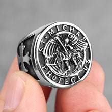 Load image into Gallery viewer, Saint Michael Protect Us Stainless Ring
