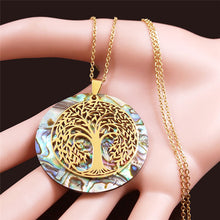 Load image into Gallery viewer, 14K Gold Plated Stainless Steel Fruit of Truth of the Tree of Life Necklace
