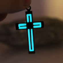 Load image into Gallery viewer, Be the Light Glow In The Dark Black Stainless Steel Cross Chain Necklace
