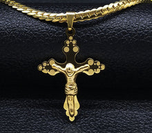 Load image into Gallery viewer, Stainless Steel 18K Gold Plated Carry the Cross Choker Chain Necklace
