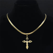 Load image into Gallery viewer, Stainless Steel 18K Gold Plated Carry the Cross Choker Chain Necklace
