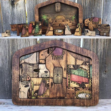 Load image into Gallery viewer, Coffee Table Top Wood Nativity Set
