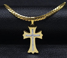 Load image into Gallery viewer, Stainless Steel 18K Gold Plated Carry the Cross Choker Chain Necklace
