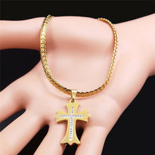 Load image into Gallery viewer, Stainless Steel 18K Gold Plated Carry the Cross Choker Chain Necklace
