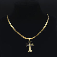 Load image into Gallery viewer, Stainless Steel 18K Gold Plated Carry the Cross Choker Chain Necklace
