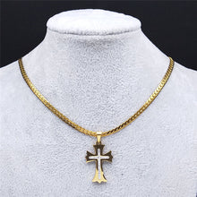 Load image into Gallery viewer, Stainless Steel 18K Gold Plated Carry the Cross Choker Chain Necklace
