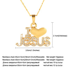 Load image into Gallery viewer, I Love Jesus 18K Gold/Rose Gold, Silver plated Necklace
